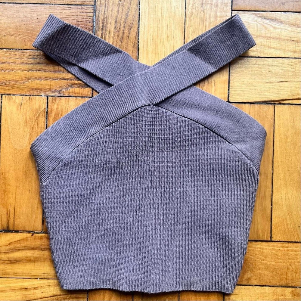 Aritzia ribbed cross cross top